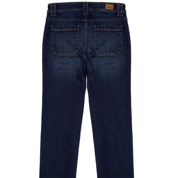 Jordache Women's Exposed Two Button Fly Utility High Rise Jeans, Dark Enzyme, 12 - Picture 2 of 14